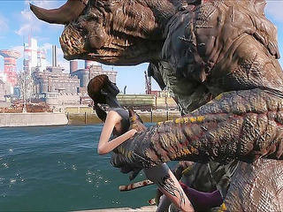 The Deathclaw impales Ellie on his huge monster cock
